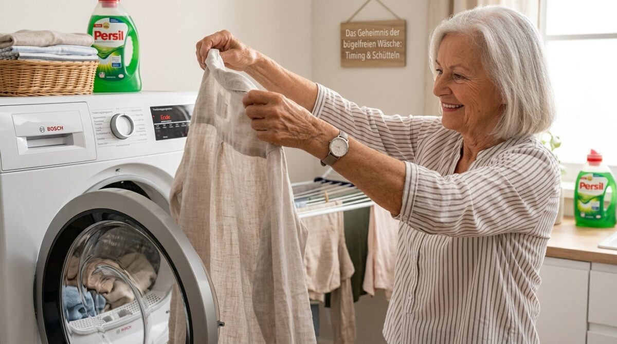 Meine 82-jährige Nachbarin hatte noch nie ein Bügeleisen: ihr Trick besteht in einer einzigen Geste nach dem Trockner