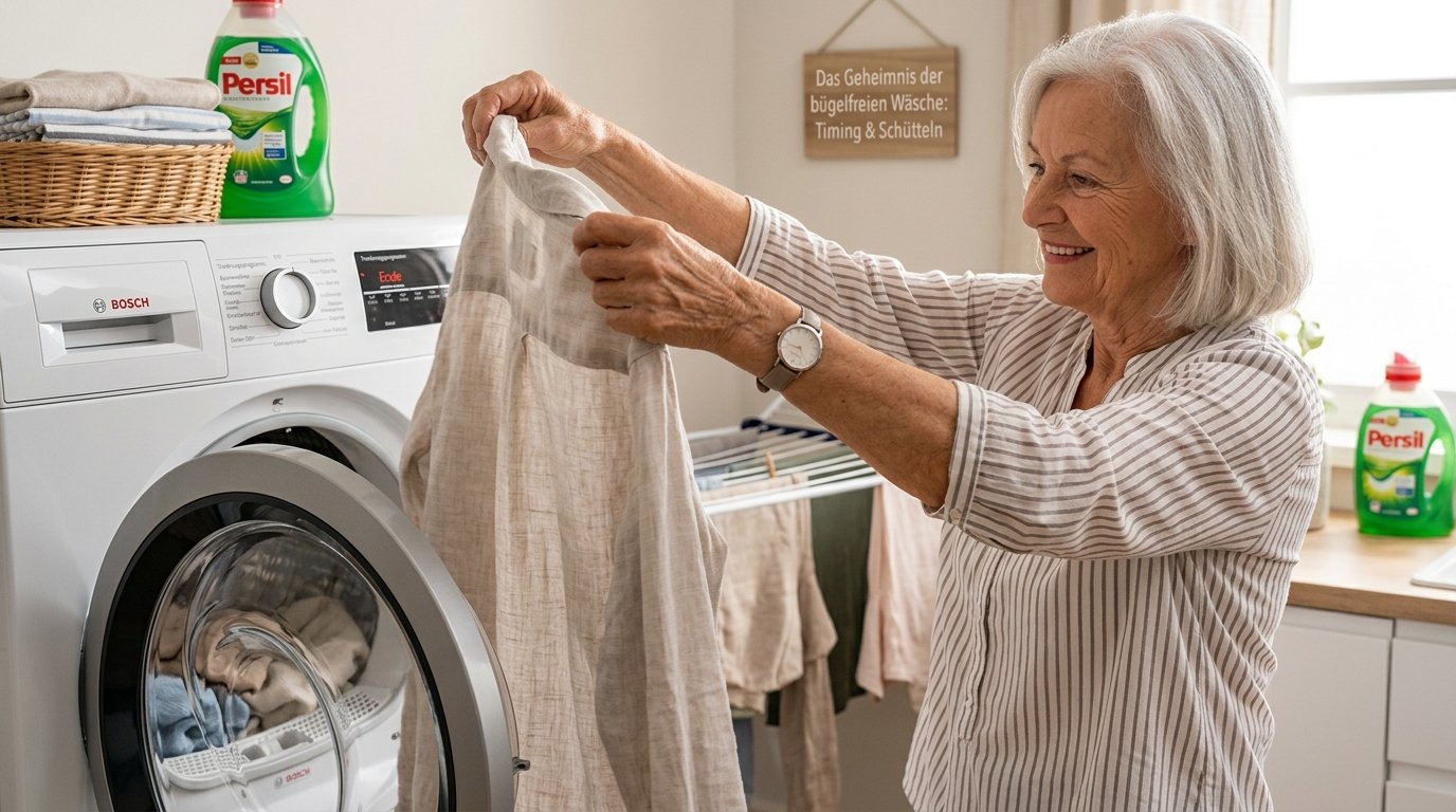 Meine 82-jährige Nachbarin hatte noch nie ein Bügeleisen: ihr Trick besteht in einer einzigen Geste nach dem Trockner